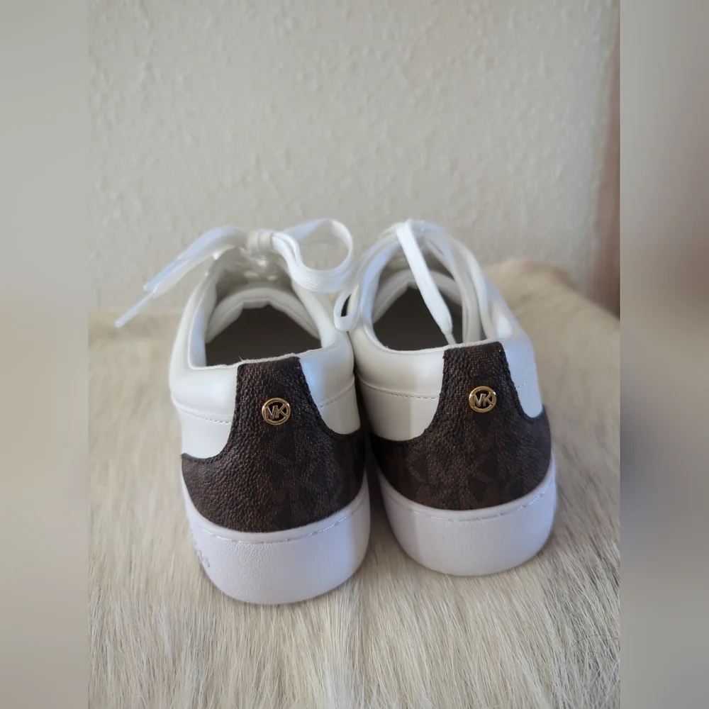 Michael Kors Irving Stripe Lace Up Designer Sneakers Optic White Multi  8.5